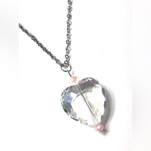 Handmade Glass Crystal Heart Pendant Necklace Women Gift Valentine’s Day